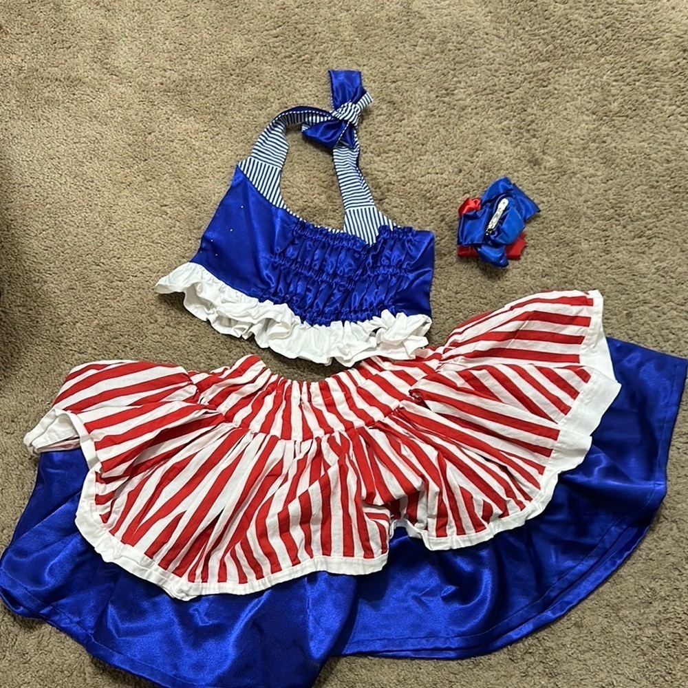 Patriotic Blue and Red Kids baseball costume Halloween costume cheerleader - Picture 3 of 4